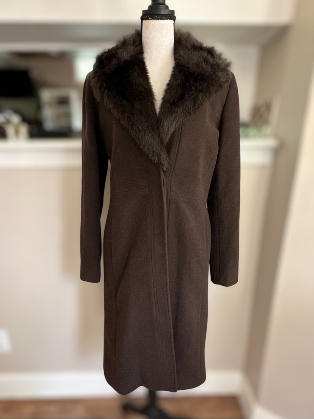 Vintage Marvin Richards Womens Wool Jacket Brown Jacket Faux Fur Collar Lined M